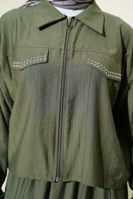 Zımba Cep Kapaklı Etekli İkili Takım Haki - Bayram Kombinleri