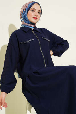 Zımba Cep Kapaklı Etekli İkili Takım Lacivert - İKİLİ TAKIM