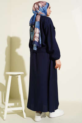 Zımba Cep Kapaklı Etekli İkili Takım Lacivert - İKİLİ TAKIM