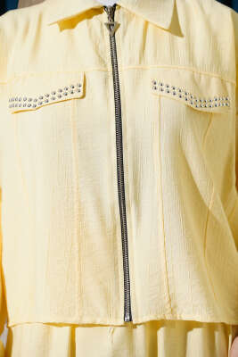 Zımba Cep Kapaklı Etekli İkili Takım Sarı - Bayram Kombinleri