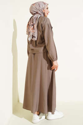 Zımba Cep Kapaklı Etekli İkili Takım Vizon - İKİLİ TAKIM