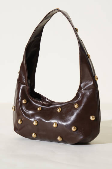 Zımba Desen Rugan Kol Çanta Acı Kahve - Kol Çantası