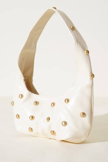 Zımba Desen Rugan Kol Çanta Krem - Kol Çantası