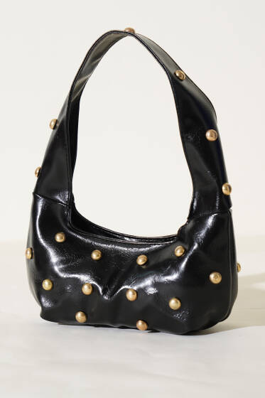 Zımba Desen Rugan Kol Çanta Siyah - Kol Çantası