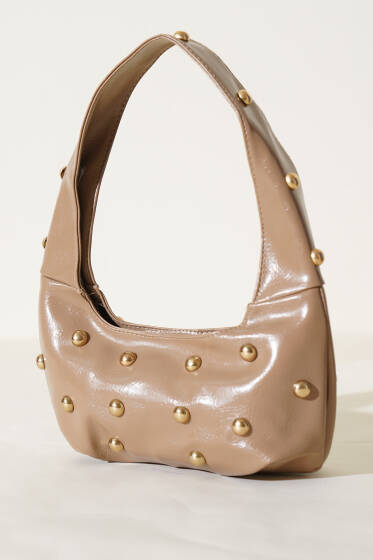 Zımba Desen Rugan Kol Çanta Vizon - Kol Çantası