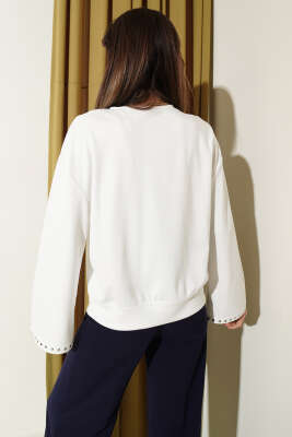 Zımba Yakalı Basic Bluz Ekru - Kadın Giyim Modelleri