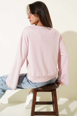 Zımba Yakalı Basic Bluz Pembe - Kadın Giyim Modelleri