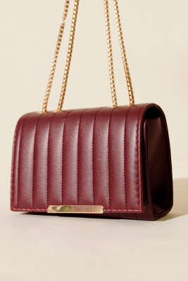 Zincir Askılı Dikdörtgen Çanta Bordo - Kol Çantası