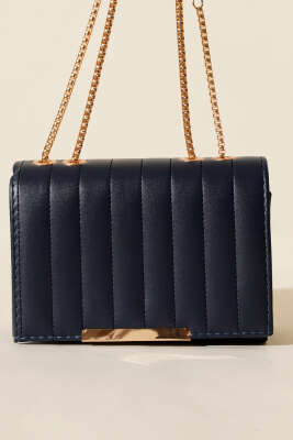 Zincir Askılı Dikdörtgen Çanta Lacivert - Kol Çantası