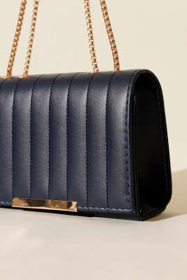 Zincir Askılı Dikdörtgen Çanta Lacivert - Kol Çantası