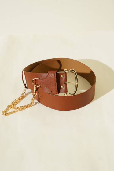 Zincir Detaylı Kalın Kemer Taba - Yılın Fırsatı