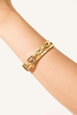 Zincir Detaylı Kelepçe Bilezik Gold - DEMİR BİJUTERİ