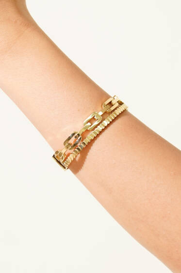 Zincir Detaylı Kelepçe Bilezik Gold - Bileklik