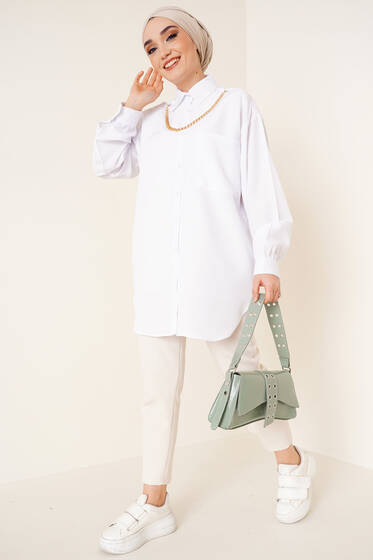 Zincir Kolye Gömlek Beyaz - Gömlek