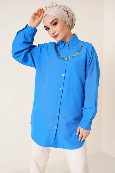Zincir Kolye Gömlek Mavi - Gömlek