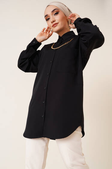 Zincir Kolye Gömlek Siyah - Gömlek
