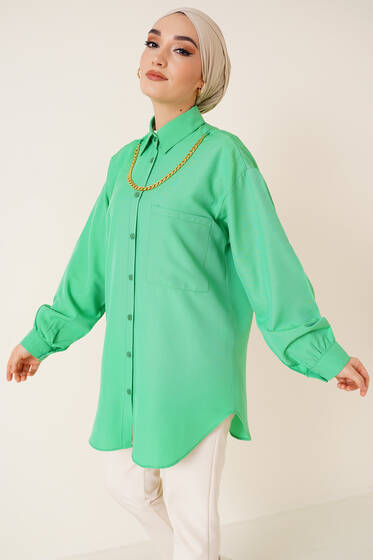 Zincir Kolye Gömlek Yeşil - Gömlek