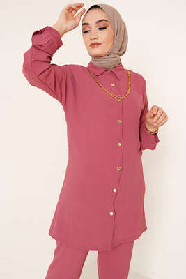 Zincir Kolyeli Ayrobin İkili Takım Gül Kurusu - İKİLİ TAKIM