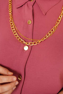 Zincir Kolyeli Ayrobin İkili Takım Gül Kurusu - İKİLİ TAKIM