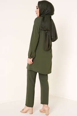 Zincir Kolyeli Ayrobin İkili Takım Haki - İKİLİ TAKIM