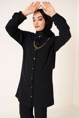 Zincir Kolyeli Ayrobin İkili Takım Siyah - İKİLİ TAKIM