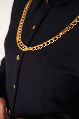 Zincir Kolyeli Ayrobin İkili Takım Siyah - İKİLİ TAKIM