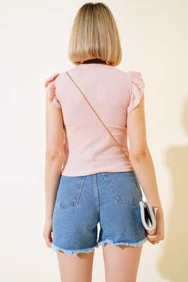 Zincir Kolyeli Bluz Somon - Kadın Giyim Modelleri