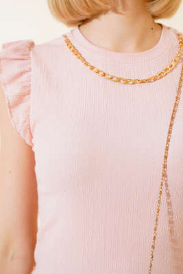 Zincir Kolyeli Bluz Somon - Kadın Giyim Modelleri