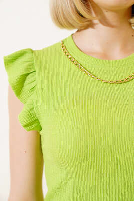 Zincir Kolyeli Bluz Yeşil - Kadın Giyim Modelleri