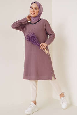 Zincir Kolyeli Bürümcük Tunik Magenta - Tunik