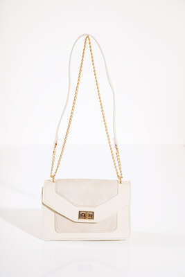 Zincir Kulp Omuz ve El Çantası Krem - Kol Çantası