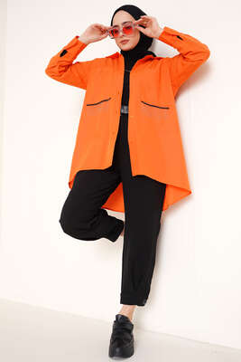 Zincir Püskül Detaylı Gömlek Oranj - FİXAY