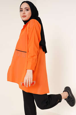 Zincir Püskül Detaylı Gömlek Oranj - Gömlek