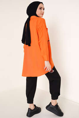 Zincir Püskül Detaylı Gömlek Oranj - Gömlek