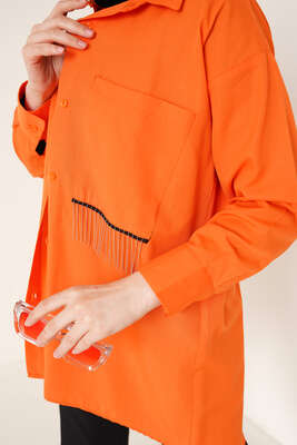 Zincir Püskül Detaylı Gömlek Oranj - Gömlek