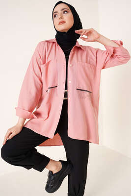 Zincir Püskül Detaylı Gömlek Pudra - FİXAY