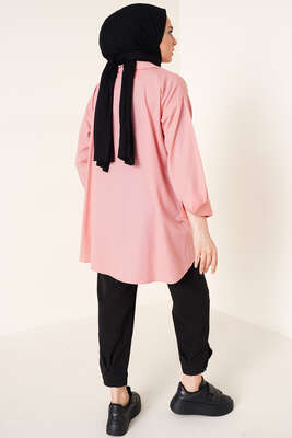 Zincir Püskül Detaylı Gömlek Pudra - Gömlek