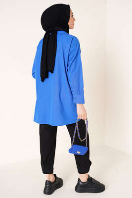 Zincir Püskül Detaylı Gömlek Saks - Gömlek