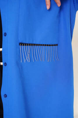 Zincir Püskül Detaylı Gömlek Saks - Gömlek