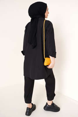 Zincir Püskül Detaylı Gömlek Siyah - Gömlek