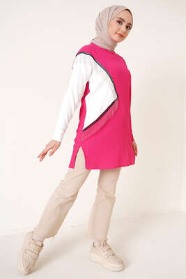 Zincir Püsküllü Bürümcük Tunik Fuşya - Tunik