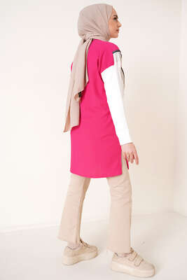Zincir Püsküllü Bürümcük Tunik Fuşya - Tunik