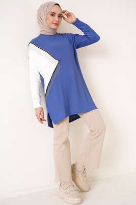 Zincir Püsküllü Bürümcük Tunik İndigo - Tunik
