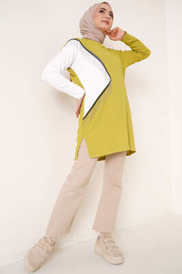 Zincir Püsküllü Bürümcük Tunik Yağ Yeşili - Tunik