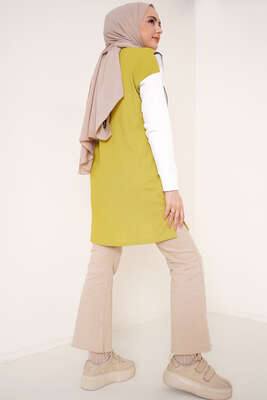 Zincir Püsküllü Bürümcük Tunik Yağ Yeşili - Tunik