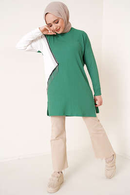 Zincir Püsküllü Bürümcük Tunik Yeşil - Tunik