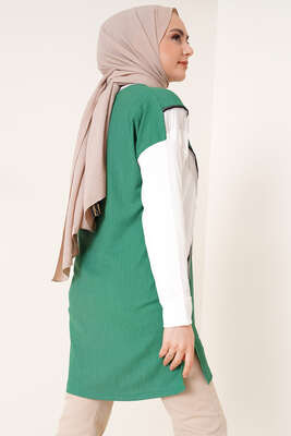 Zincir Püsküllü Bürümcük Tunik Yeşil - Tunik