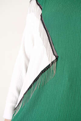 Zincir Püsküllü Bürümcük Tunik Yeşil - Tunik