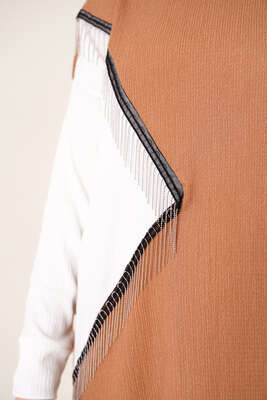 Zincir Püsküllü Garnili Bürümcük İkili Takım Camel - İKİLİ TAKIM