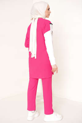 Zincir Püsküllü Garnili Bürümcük İkili Takım Fuşya - İKİLİ TAKIM